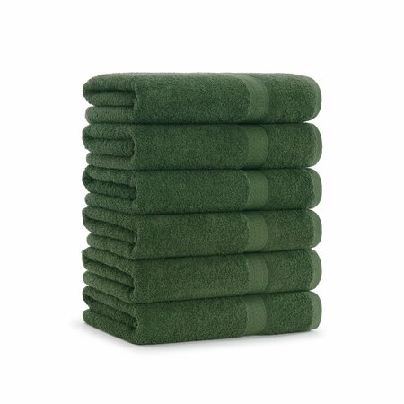 MONARCH BRANDS True Color Bath Towels , Green, 6PK P-BATH-HG-6